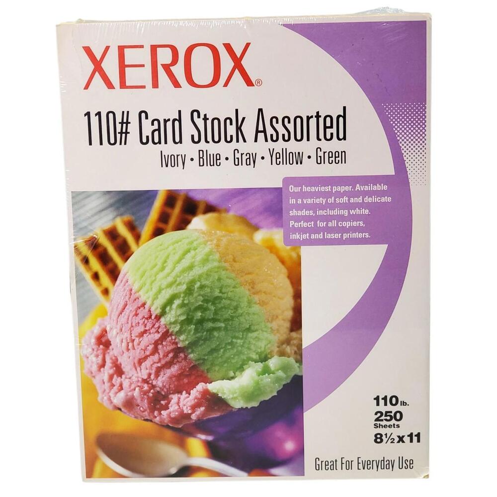 Xerox 110# Card Stock Color Variety Copy Printer Paper 250 Sheets 8 1/2" × 11"
